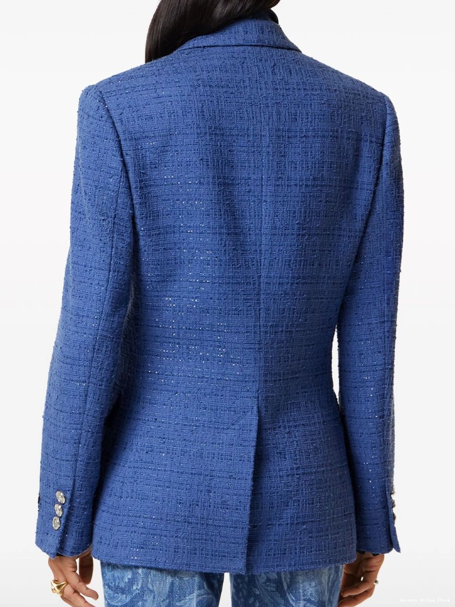 Cheap blazer Versace double-breasted metallic-threading Women 0501